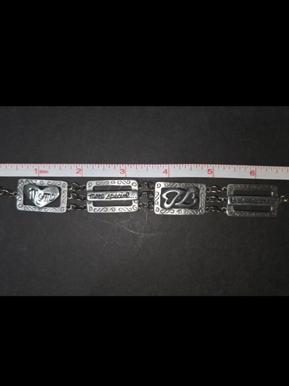 Source Unknown Silver Tone Sentiment Panel Bracelet